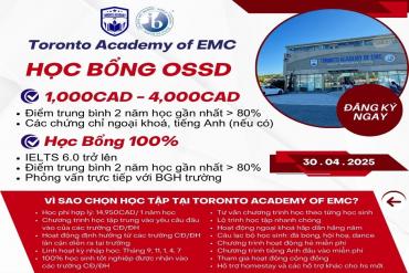Học bổng du học Canada dành cho các học sinh từ lớp 9 - 12  lên đến 100% từ trường EMC Canada