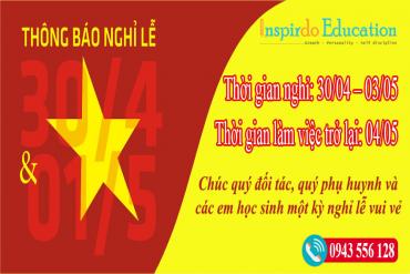 Thông báo nghỉ lễ 30/04 – 01/05/2020 từ du học Inspirdo Edu