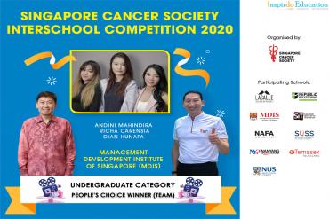 Sinh viên ngành Media Communication của Học viện MDIS chiến thắng trong Hội thi chiến dịch Chống Ung Thư của Singapore